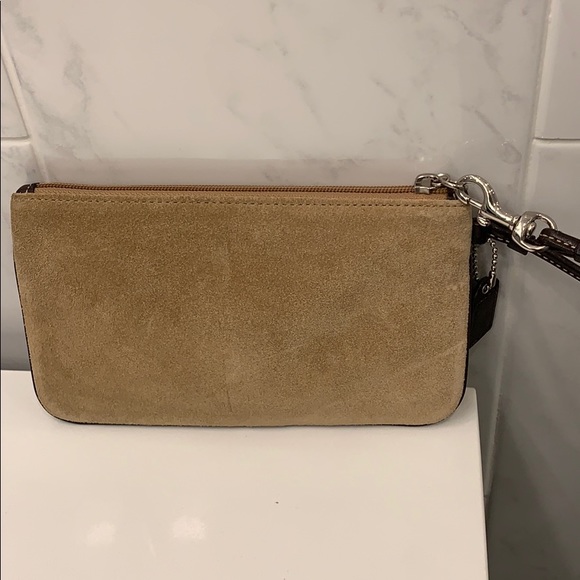 Coach Tan & Brown Suede Wristlet - Picture 2 of 4